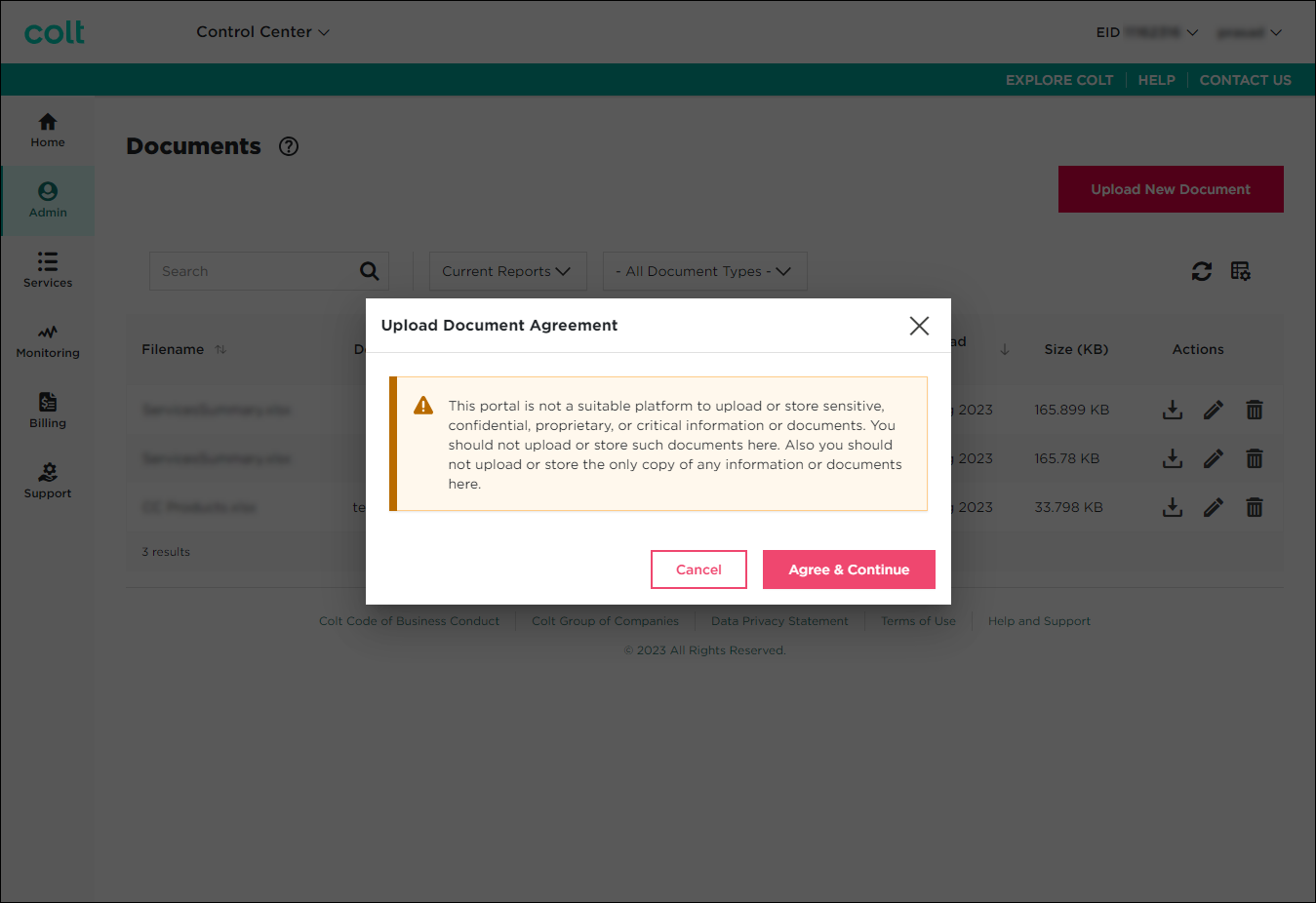 Upload Document Agreement