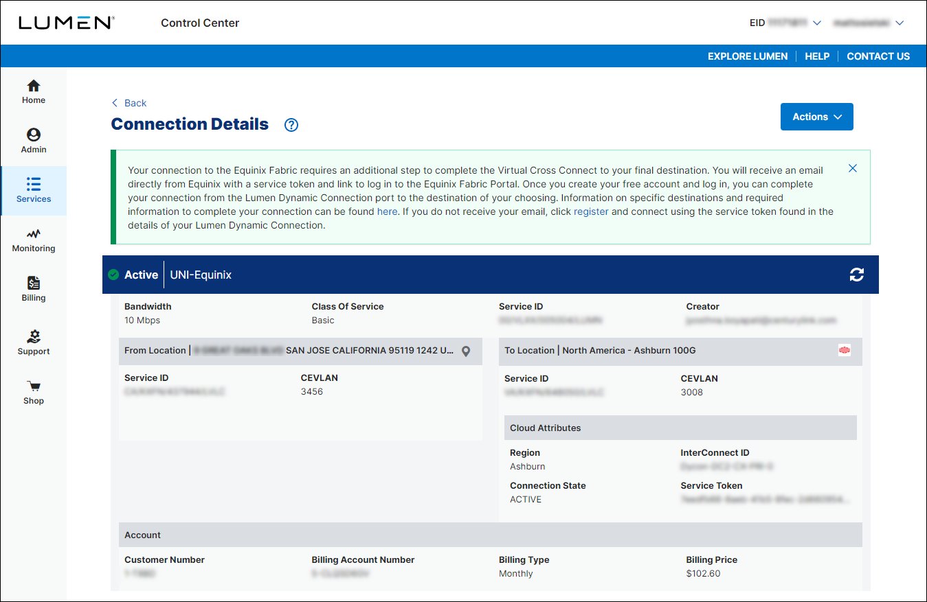 Dynamic Connections (showing connection details)