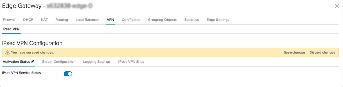 Edge gateway IPsec VPN details