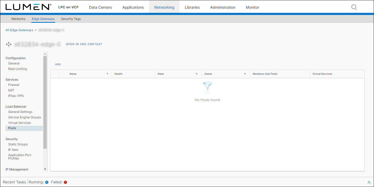 The edge gateway details page.