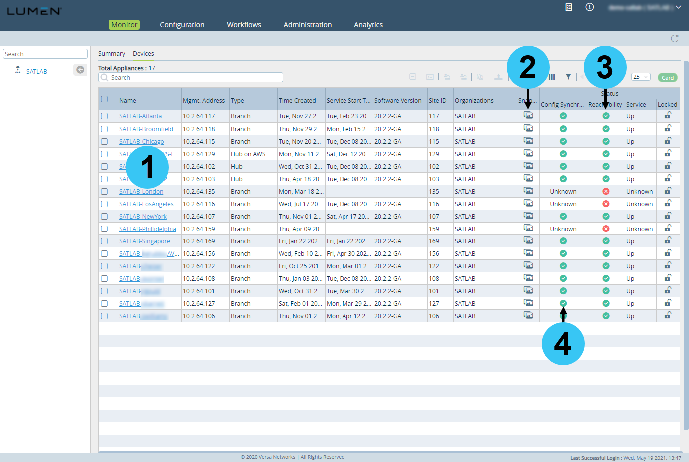 Monitor tab (showing appliance list)